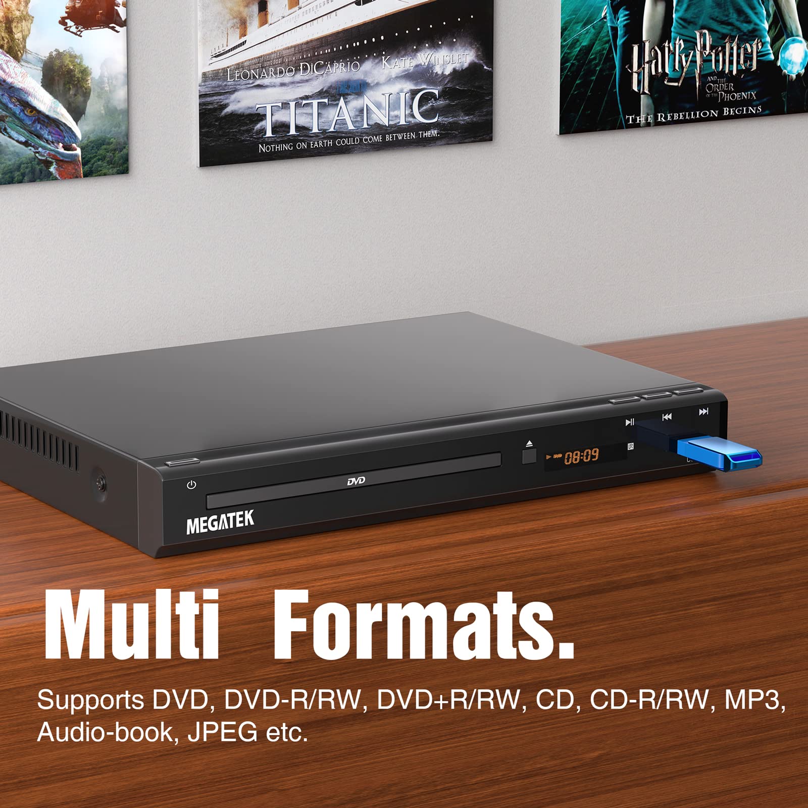 MEGATEK Region-Free HDMI DVD Player for TV, Compact CD/DVD Player with USB Port, Plays All Region DVDs & Multi Formats, Metal Housing, HDMI/RCA Cables & Remote Included 🍁 All In One Marketplace Canada