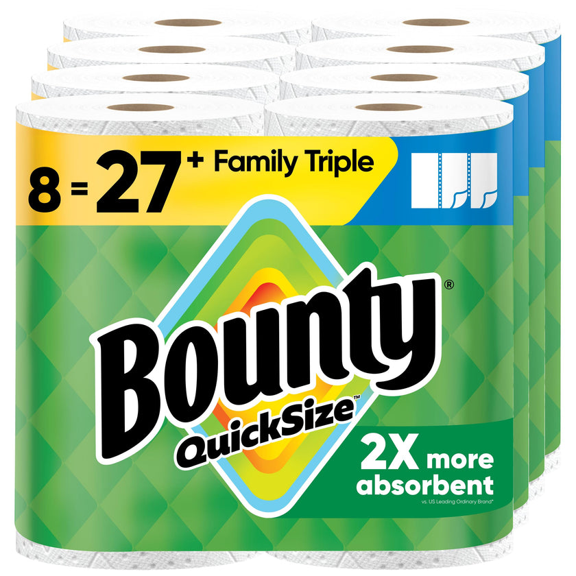 Bounty Paper Towels Quick-Size, White, 8 Family Triple Rolls = 27 Regular Rolls 🍁 All In One Marketplace Canada