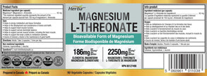 Herba Magnesium L-Threonate – 2,250mg of Magnesium L Threonate Per Serving (3 Capsules) - 186mg of Elemental Magnesium | Bioavailable Form of Magnesium Supplement | 90 Vegetable Capsules | Made in Canada 🍁 All In One Marketplace Canada
