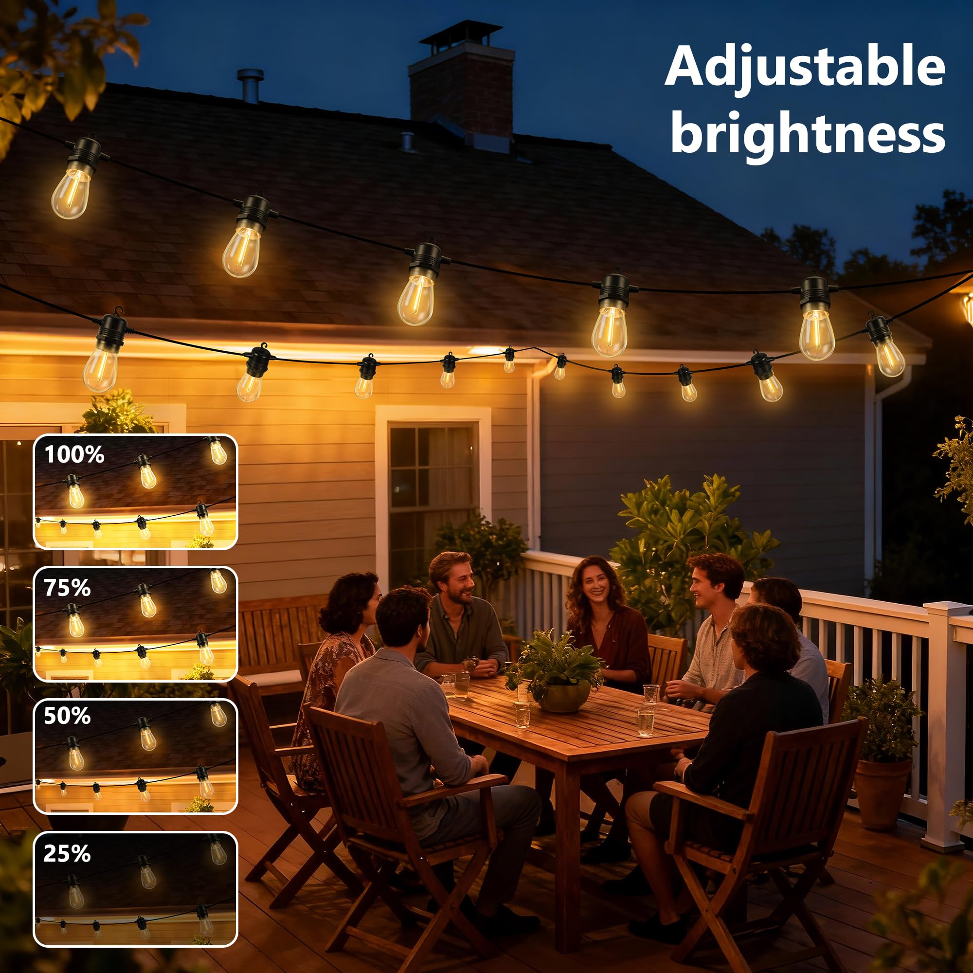 Joomer Solar String Lights Outdoor, 55FT S14, 16+2 Bulbs (2700K,Warm White) 🍁 All In One Marketplace Canada