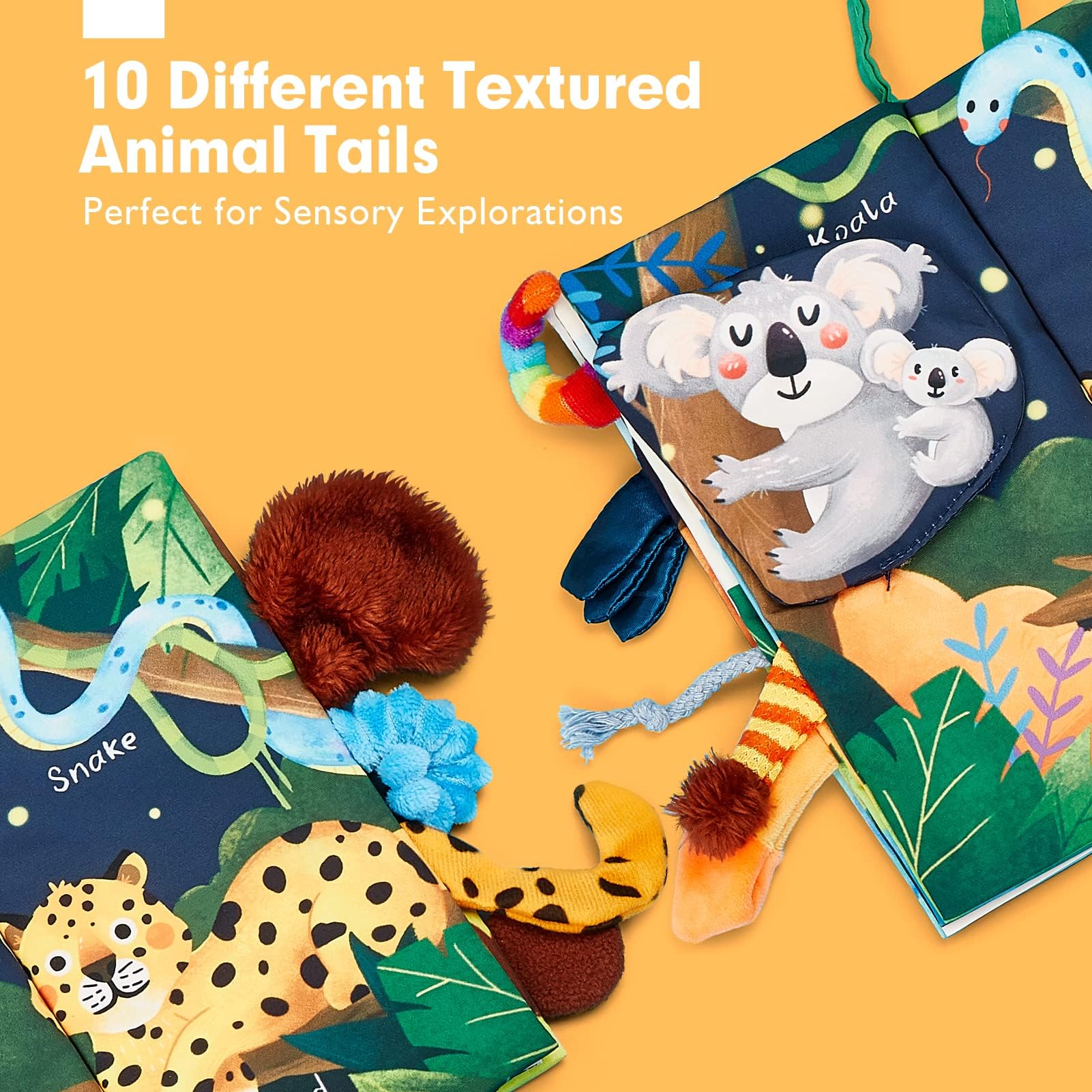 hahaland Baby Book Toy 0 3 6 12 Months - Touch and Feel First Crinkle Cloth Soft Book for Babies 0 Months, Baby Boy Girl Gifts for Newborn Infant - Jungly Tails Theme 🍁 All In One Marketplace Canada