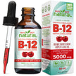 Organic Vitamin B12 Liquid - Sublingual Extra Strength 60 x 5000 mcg Drops, Methylcobalamin, Natural Cherry Flavor, Vegan, Maximize Absorption and Energy 🍁 All In One Marketplace Canada