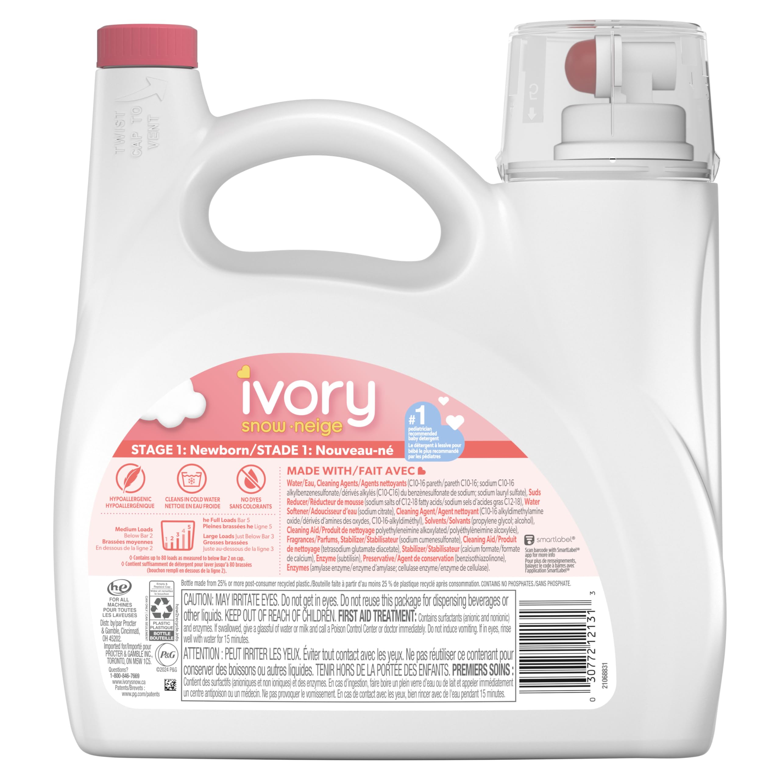 Ivory Snow: Newborn Baby Liquid Laundry Detergent, No added Chlorine, Dyes or Phosphates, Hypoallergenic, 80 loads, 3.1L 🍁 All In One Marketplace Canada