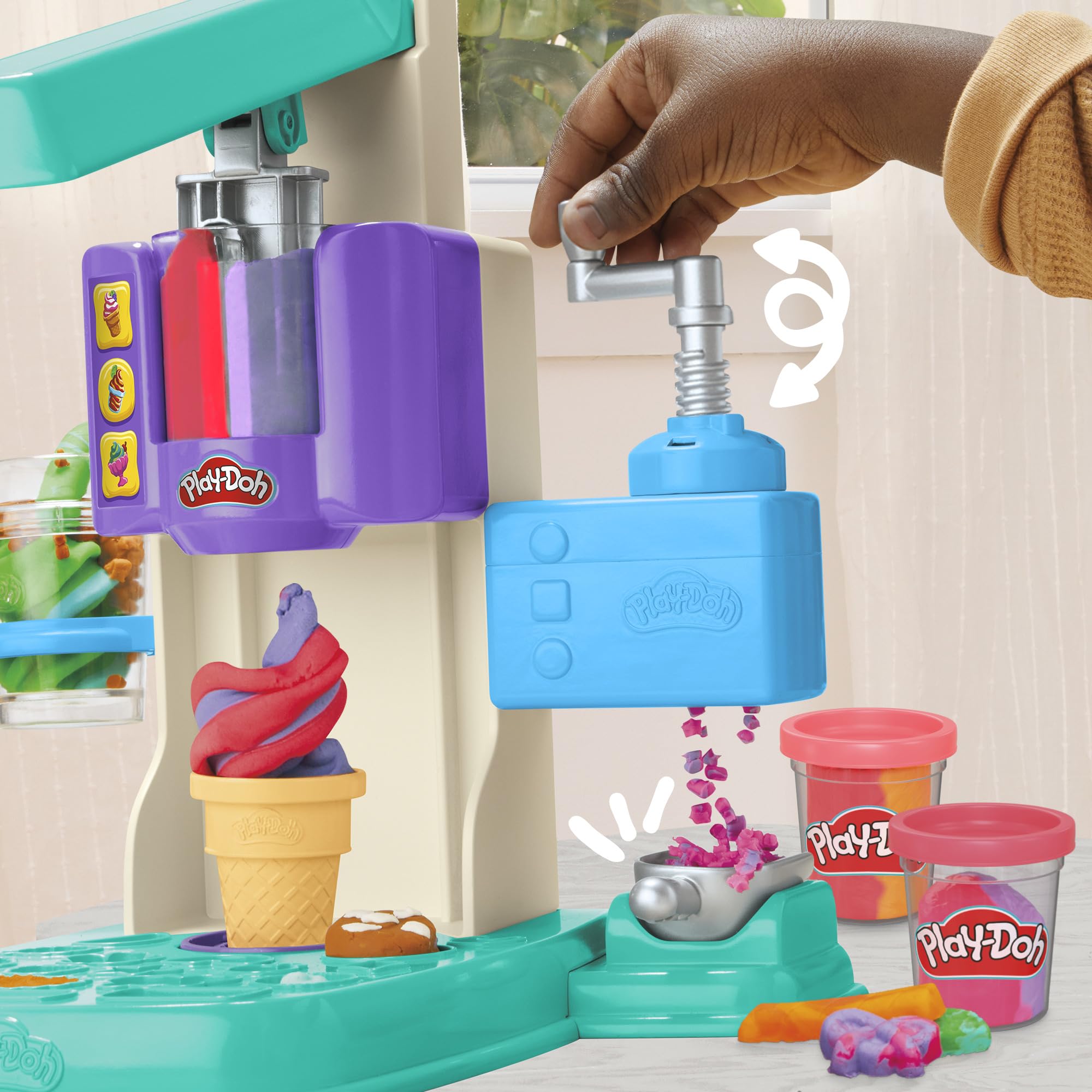 Play-Doh Rainbow Swirl Ice Cream Playset with 7 Pretend Play Kitchen Accessories, Arts and Crafts Toys for 3 Year Old Girls and Boys and Up 🍁 All In One Marketplace Canada