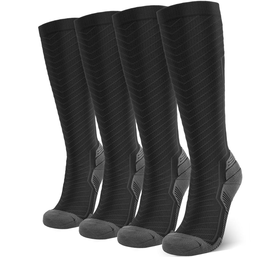 SONORAN 2 Pairs Compression Socks Women & Men 20-30 mmHg Compression Stockings Bas de Compression Femme Homme Knee High Support for Running, Travel, Athletic L/XL (Black Gray) 🍁 All In One Marketplace Canada