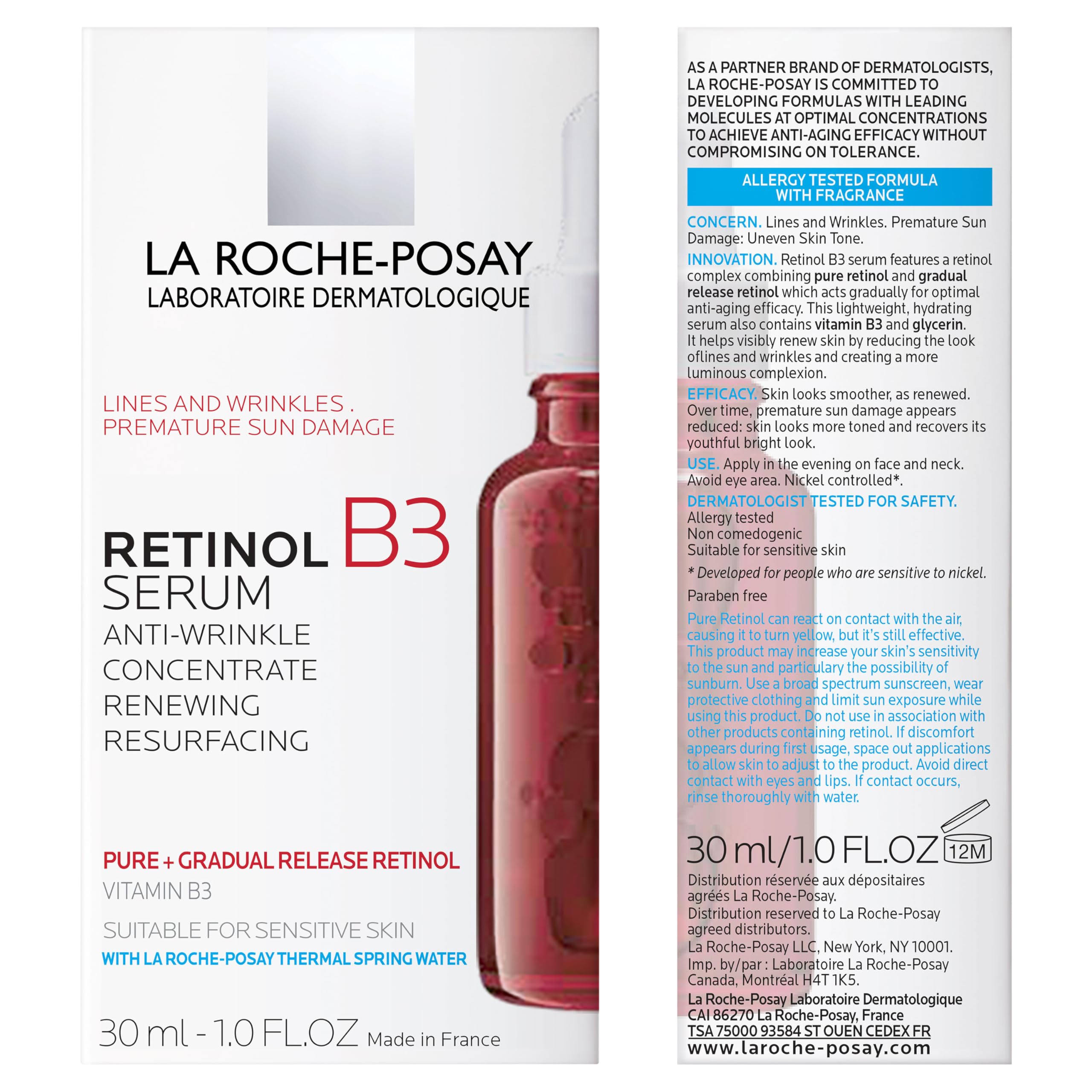 La Roche Posay Retinol B3 Serum, Anti-Aging Face Serum with Niacinamide, Reduces the look of Fine Lines & Wrinkles, Suitable for Sensitive Skin, Recommended by Dermatologists,30ml 🍁 All In One Marketplace Canada