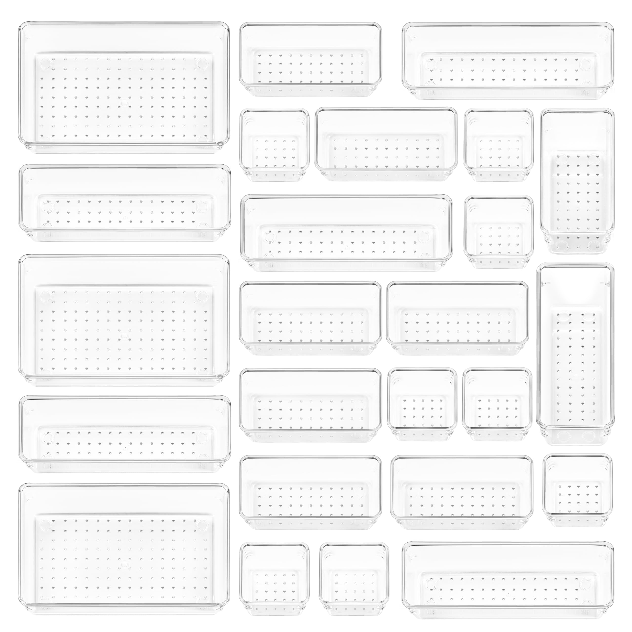 Vtopmart 25 PCS Plastic Clear Drawer Organizer, Acrylic Desk Drawer organizers, Organization and Storage for Makeup, Bathroom, Office, kitchen, Bedroom 🍁 All In One Marketplace Canada