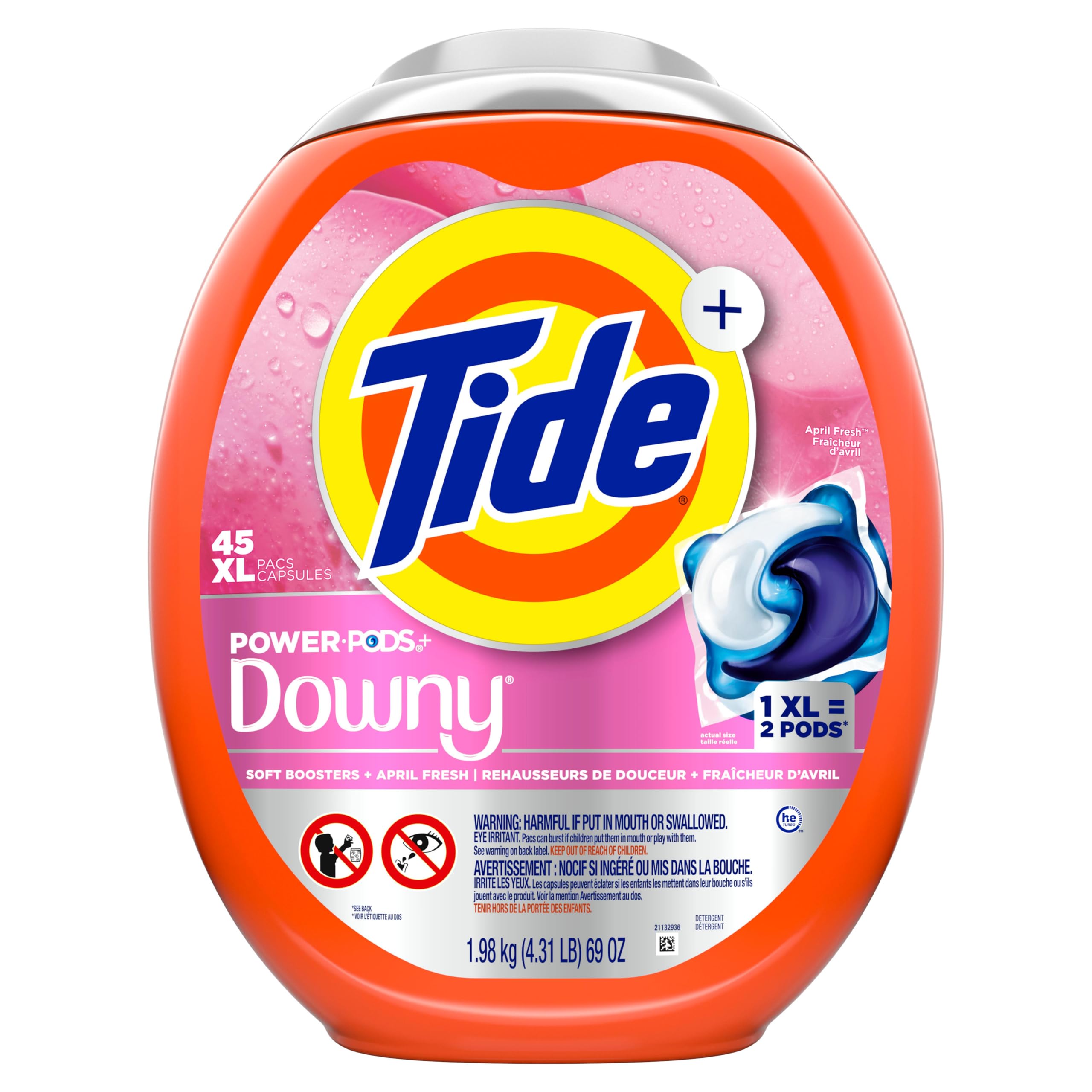 Tide Power PODs, 2-in-1 Laundry Detergent PODS with Downy Soft Boosters, Lasting Freshness with April Fresh Scent, 45 Count 🍁 All In One Marketplace Canada