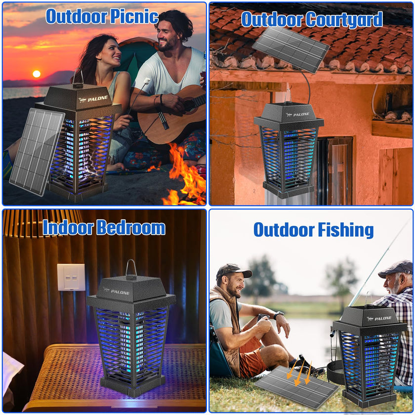 PALONE Bug Zapper with 4500V, USB-C and Solar Panel Dual Charging, Waterproof Bug Zapper with 7.5W Solar Charging Panel, Suitable for Camping Outdoor 🍁 All In One Marketplace Canada