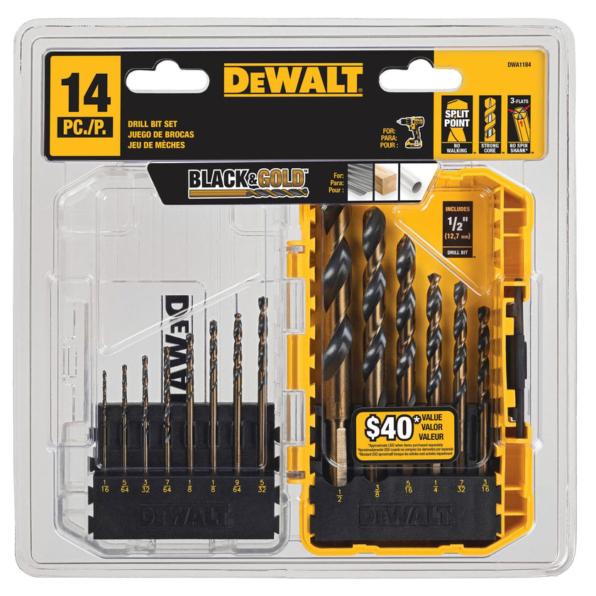 DEWALT Drill Bit Set, Black and Gold, 14-Piece (DWA1184) 🍁 All In One Marketplace Canada