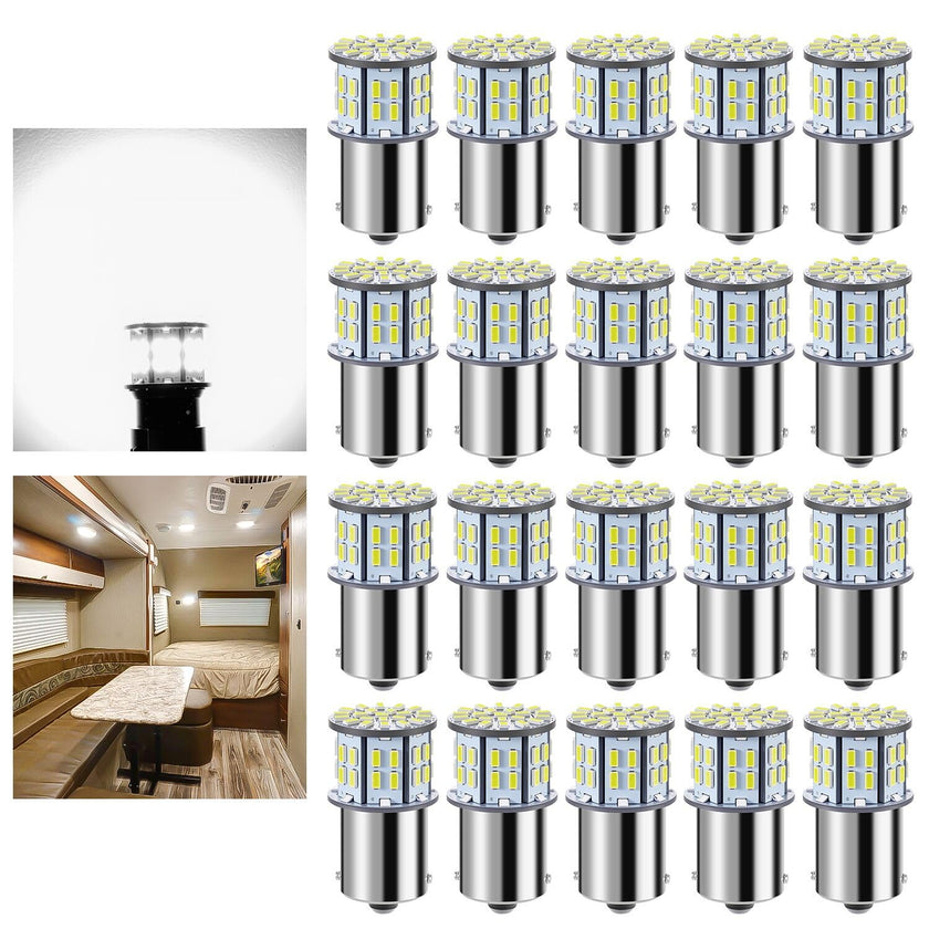 Antline 1156 1141 1003 7506 BA15S LED Bulbs Xenon White 20-Packs, Super Bright 3014 50-SMD LED Replacement for 12 Volt RV Camper Trailer Boat Trunk Interior Light Bulbs 🍁 All In One Marketplace Canada