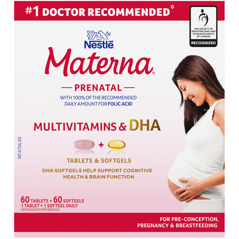 MATERNA Prenatal Multivitamin With DHA Combo Pack, Tablets And Softgels, 100% RDA Of Folic Acid, 127 g 🍁 All In One Marketplace Canada