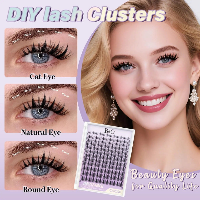 B&Q Fairy Lash Clusters Invisible Band 144PCS, Wispy Eyelash Clusters Manga False Eyelashes, C Curl Lash Cluster Natural Wet-Look Individual Lashes, Anime Cluster Eyelash Extensions with Spikes(Fairy) 🍁 All In One Marketplace Canada