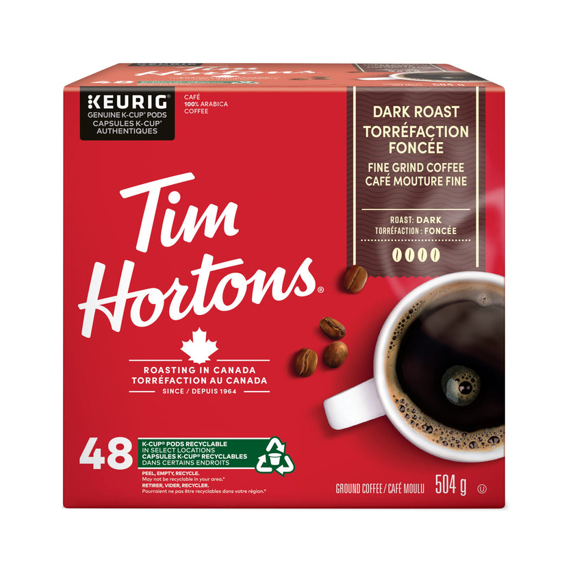 Tim Hortons Dark Roast Coffee, Single Serve Keurig K-Cup Pods, 48 Count 🍁 All In One Marketplace Canada