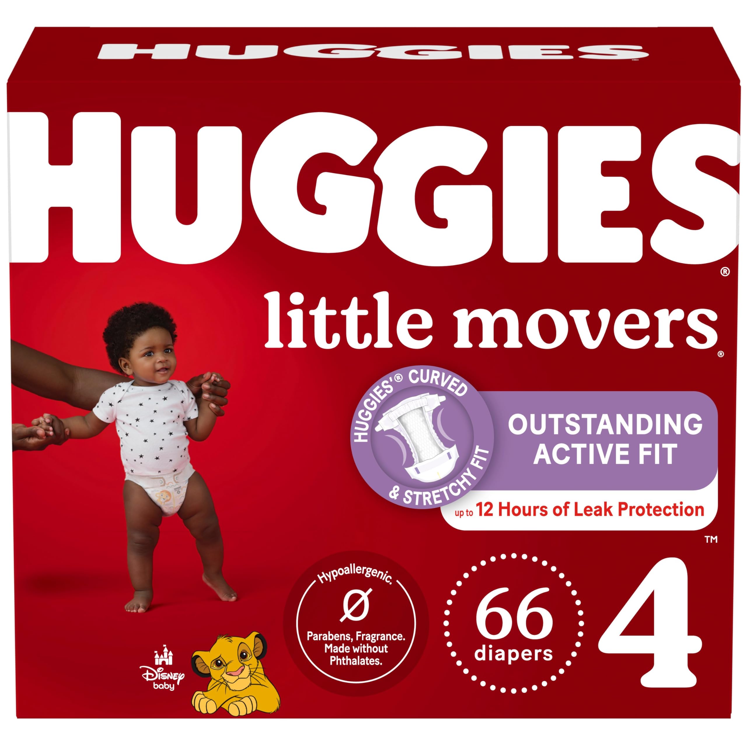 Huggies Size 4 Diapers, Little Movers Baby Diapers, Size 4 (22-37 lbs), 66 Count 🍁 All In One Marketplace Canada