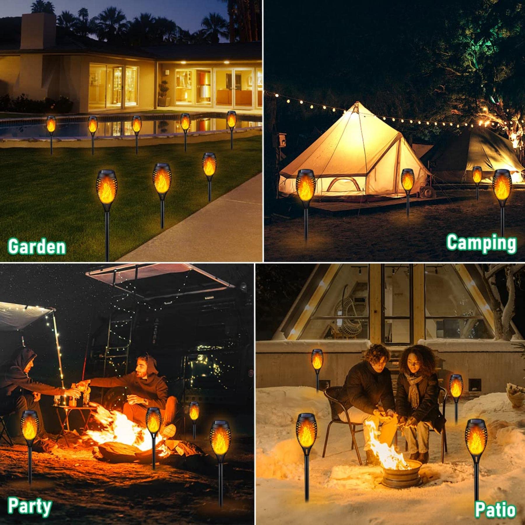 iBaycon 8 Pack Solar Torch Flame Lights Outdoor Landscape Pathway Lamp 🍁 All In One Marketplace Canada