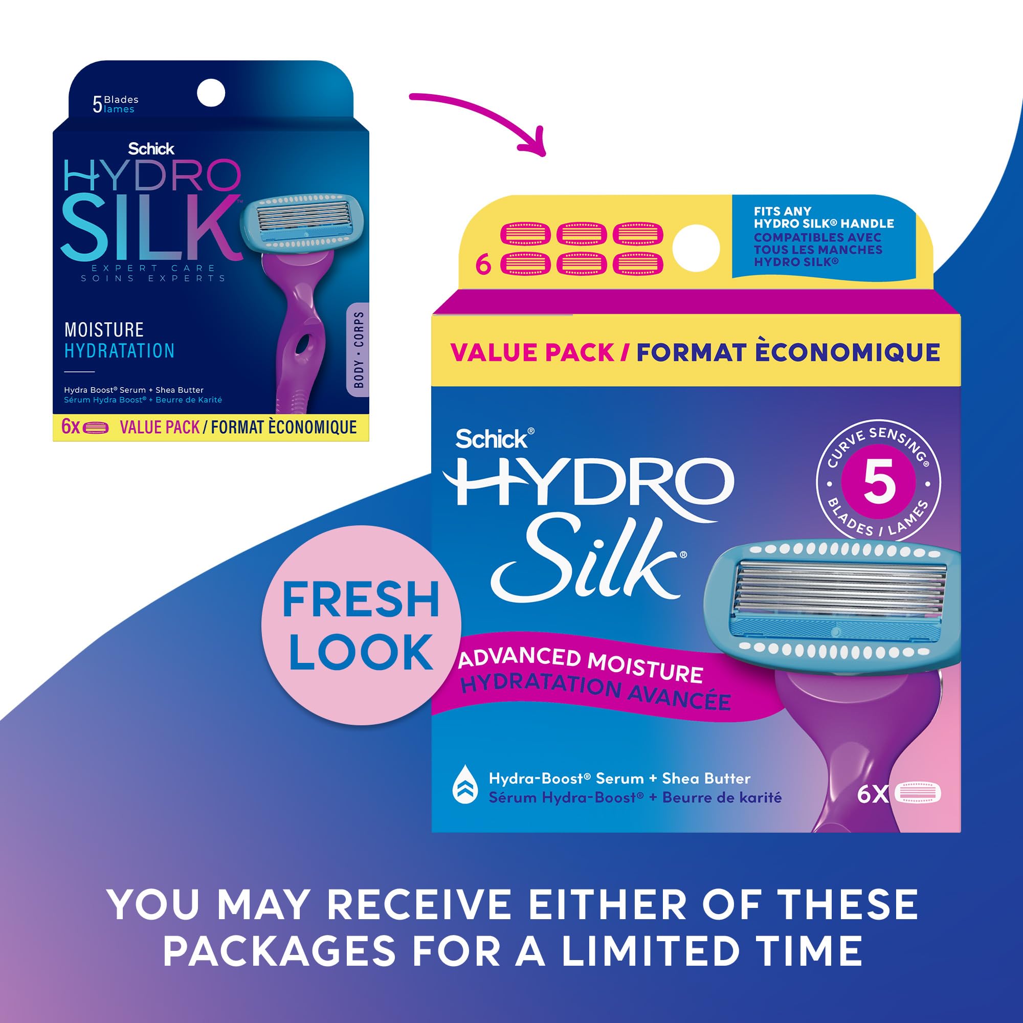 Schick Hydro Silk Moisture Hydration Razors for Women | Replacement Refills for any Hydro Silk Handles | 5-Blade Refill | 6 Count Razor Refills 🍁 All In One Marketplace Canada