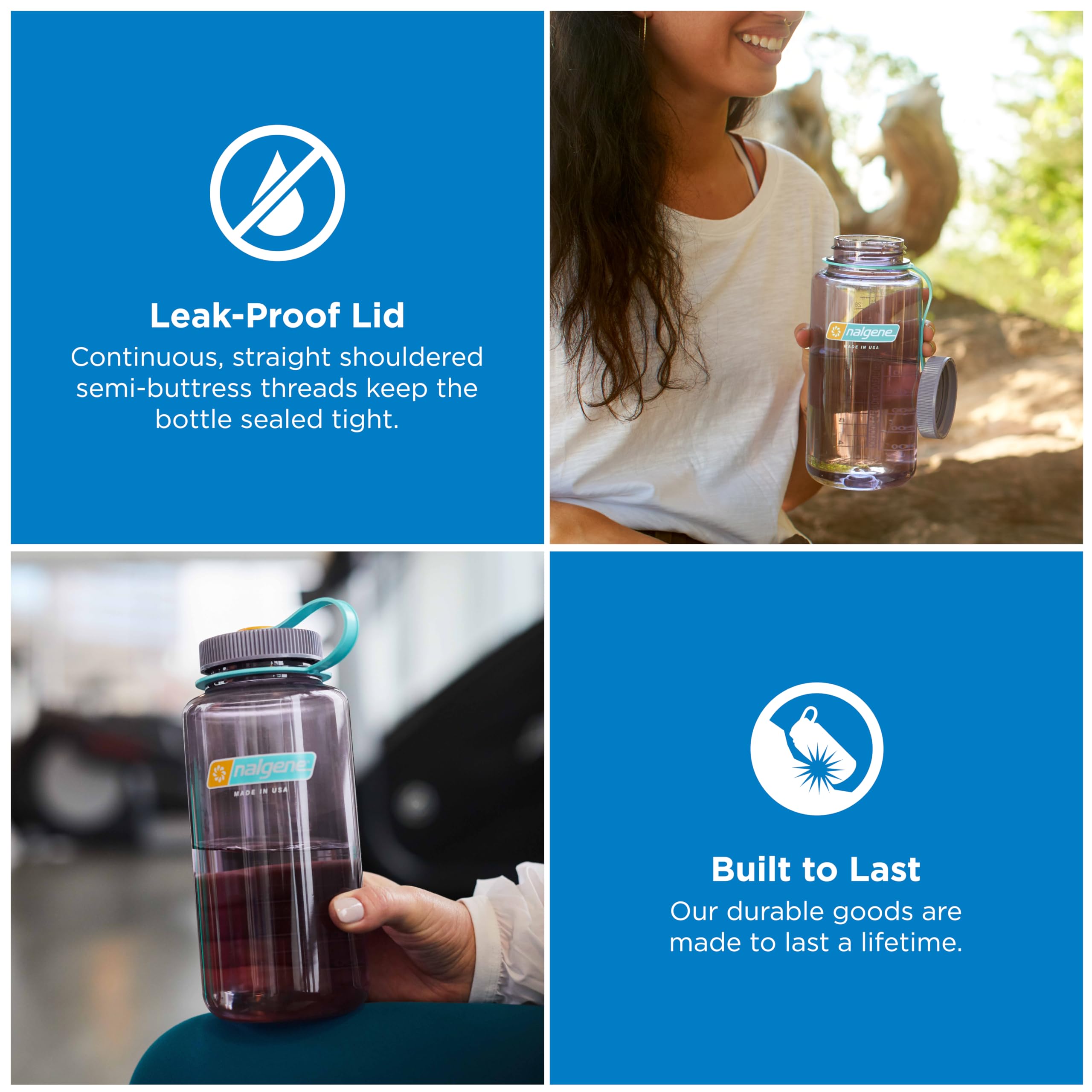 Nalgene Sustain Tritan BPA-Free Water Bottle Made with Material Derived from 50% Plastic Waste, 32 OZ, Wide Mouth, Aubergine 🍁 All In One Marketplace Canada