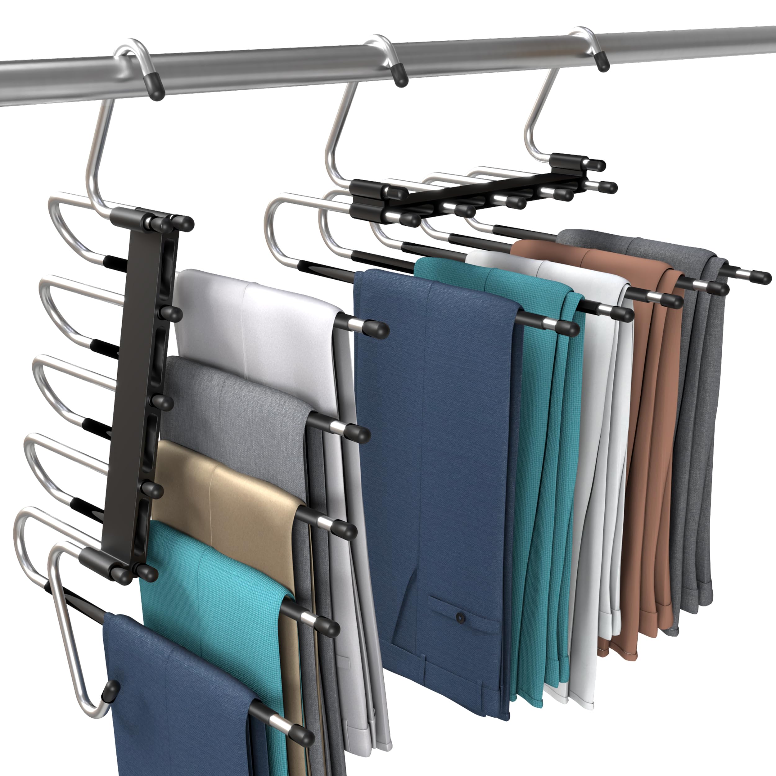 Utopia Home 2 Pack Pants Hangers Space Saving - Clothes Hanger with Stainless Steel Hook & Anti-Slip Design - Closet Organizer for Jeans, Trousers, Skirts, Scarf & Slacks (Black) 🍁 All In One Marketplace Canada