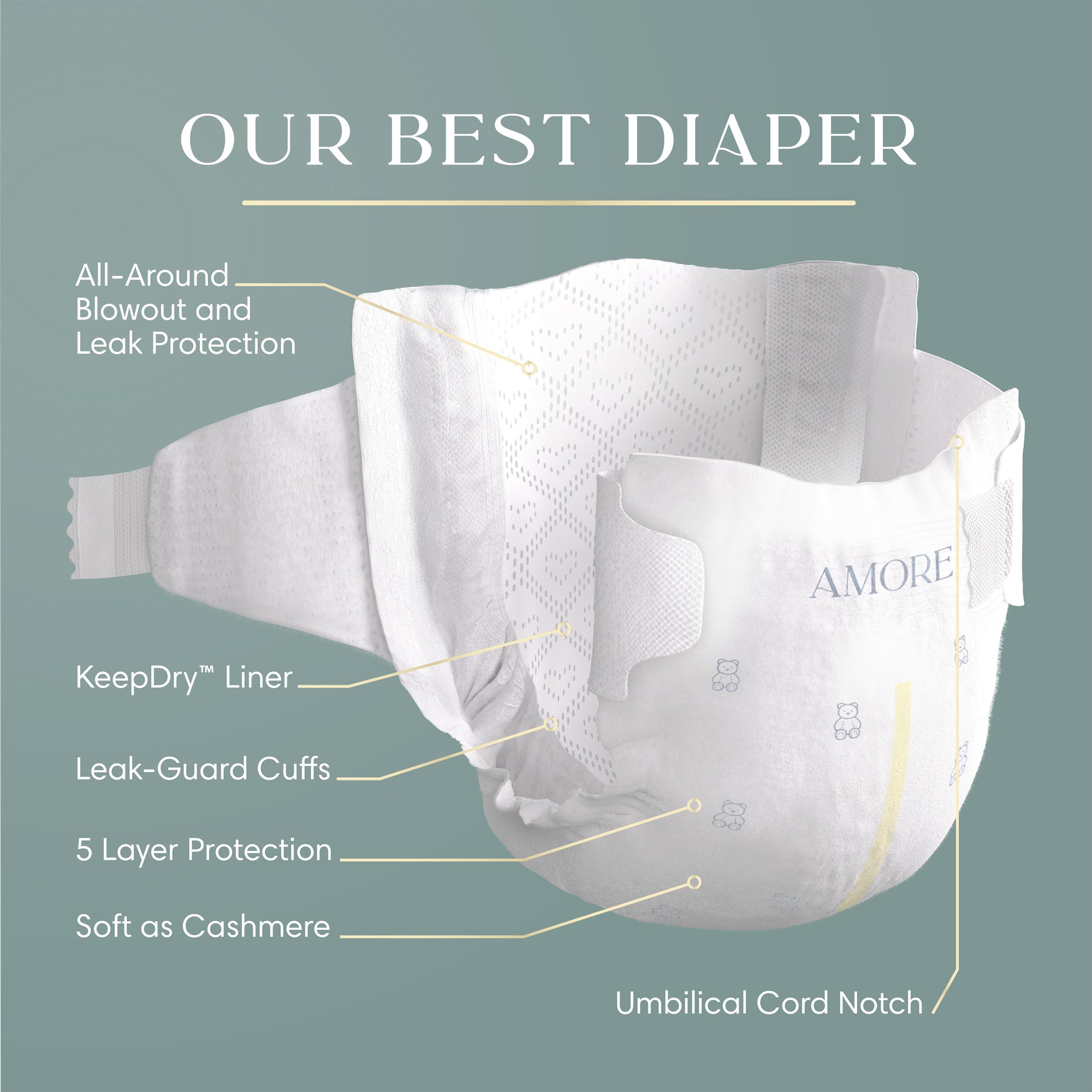 Pampers AMORE, Size 0, Our Best Diaper, 1 Pack (Count of 76) 🍁 All In One Marketplace Canada