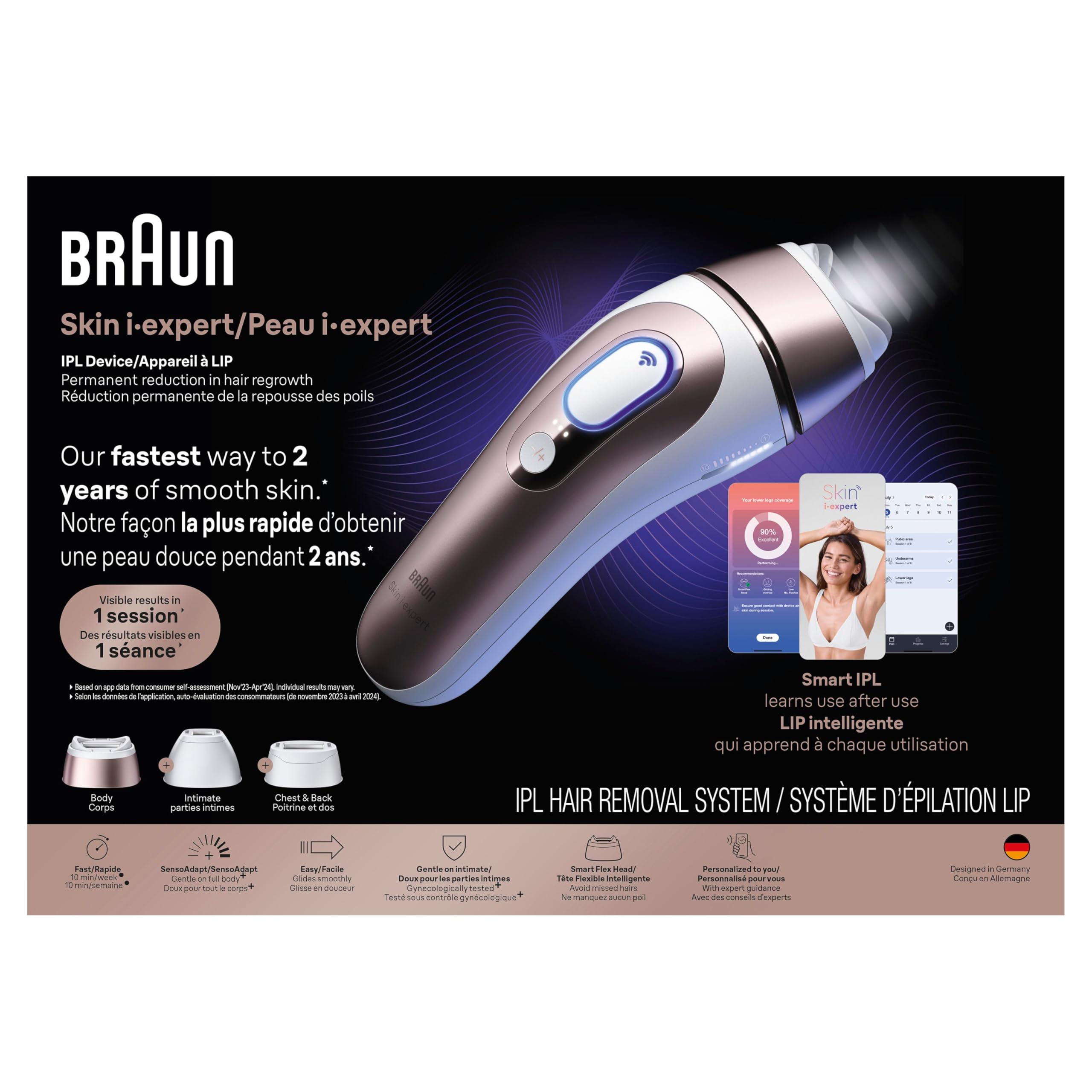 Braun IPL, Laser Hair Removal for Women & Men, Skin i-Expert IPL 7, Smart At-Home Laser with Venus Razor + 3 Heads + App, PL7243 🍁 All In One Marketplace Canada