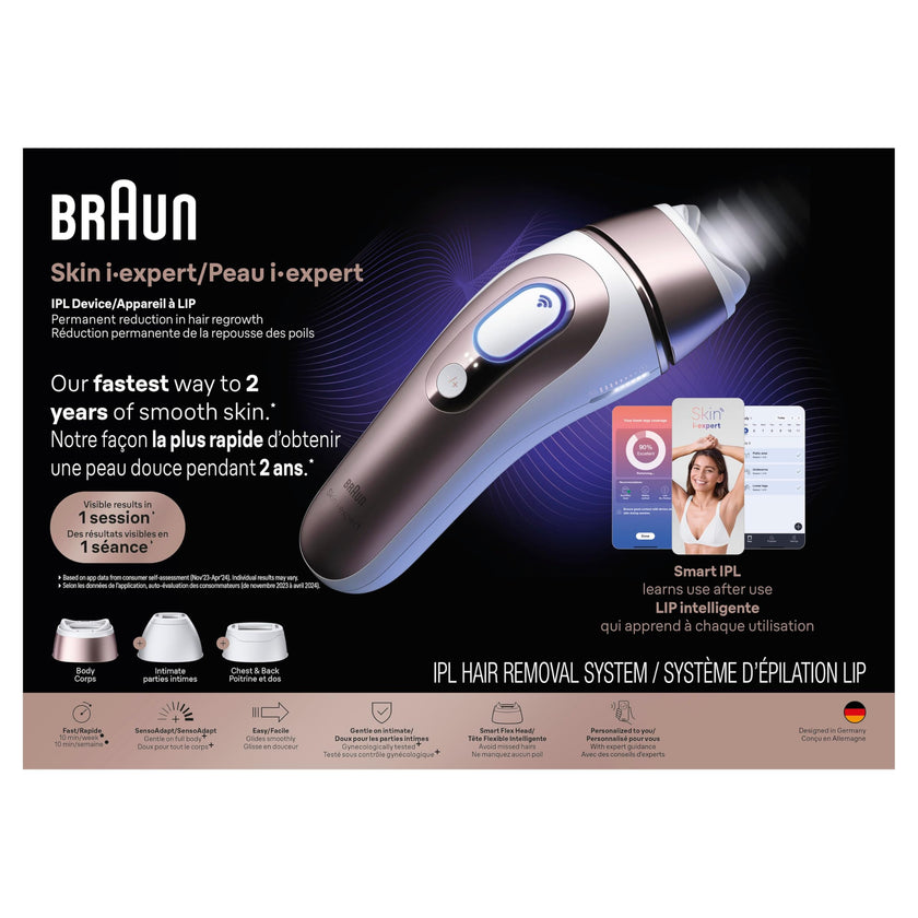 Braun IPL, Laser Hair Removal for Women & Men, Skin i-Expert IPL 7, Smart At-Home Laser with Venus Razor + 3 Heads + App, PL7243 🍁 All In One Marketplace Canada