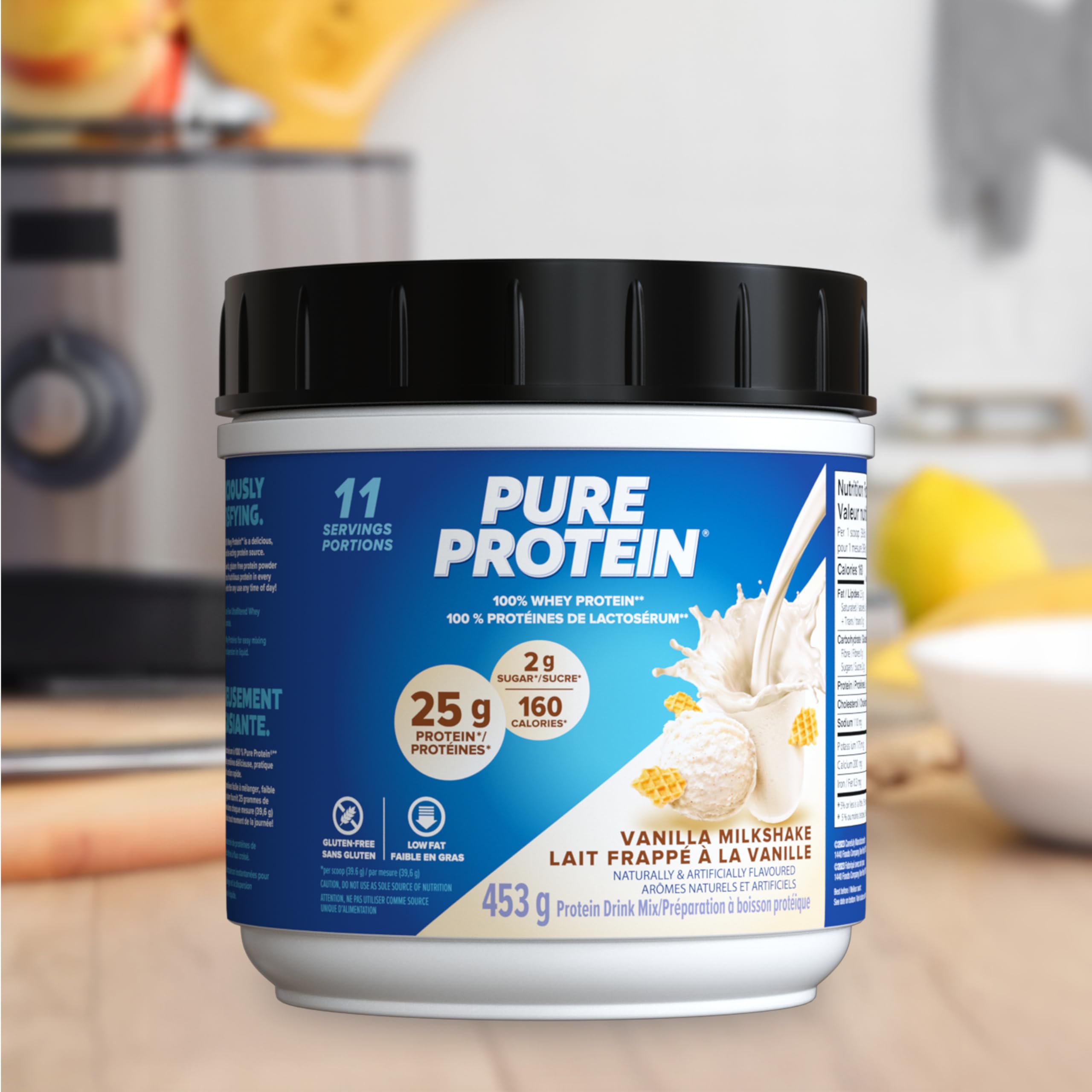 Pure Protein Whey Powder - High Protein (25 g/scoop), Low Sugar (2 g/scoop), Gluten Free, Fast-Acting Formula, Vanilla, 453g 🍁 All In One Marketplace Canada