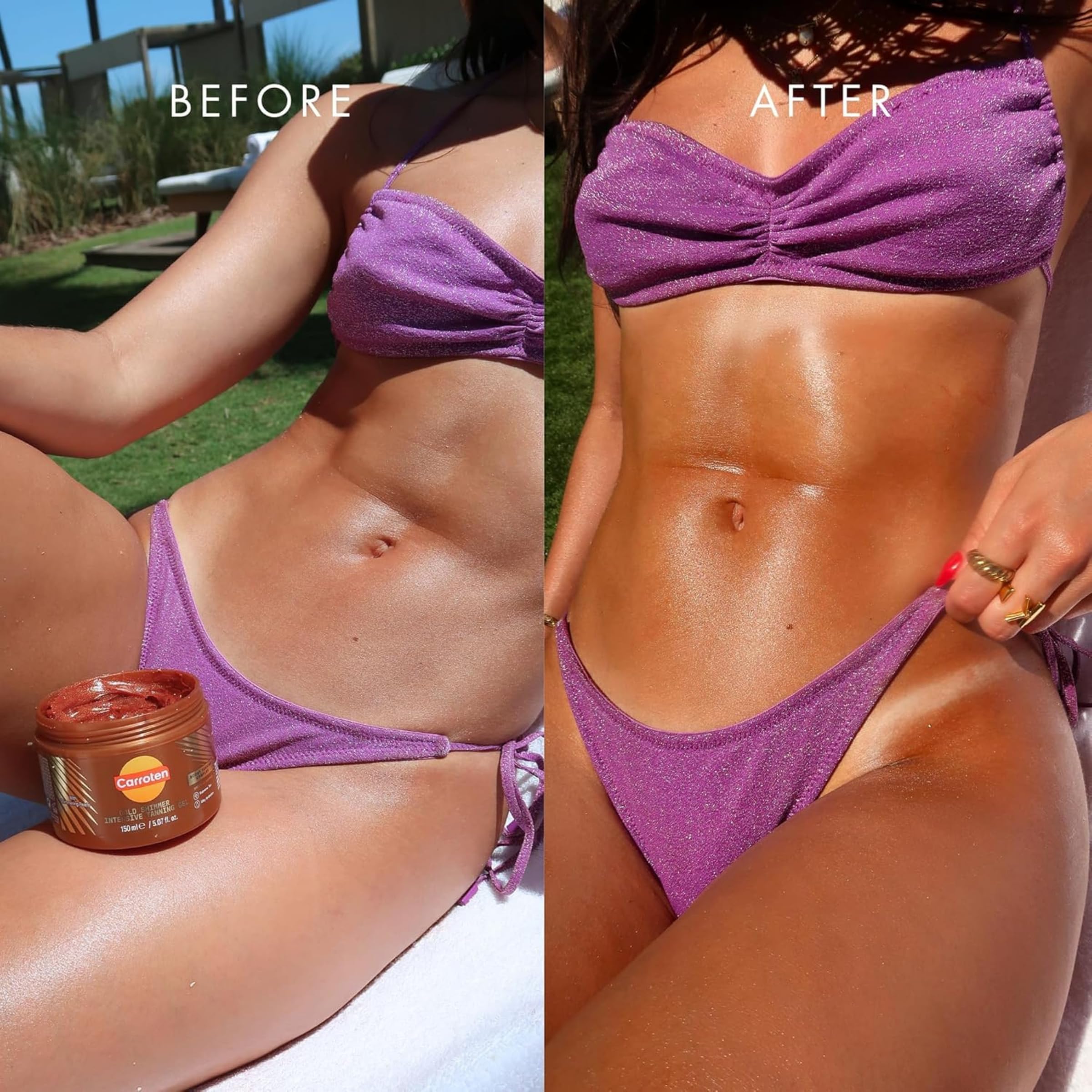 Carroten Gold Shimmer Tanning Gel | Browning Indoor/Outdoor Tan Accelerator | Non-Greasy, Water-Resistant with Carrot & Coconut Oil | Vitamin A & E For Moisture & Hydration | Made in Greece | 5 Fl Oz 🍁 All In One Marketplace Canada