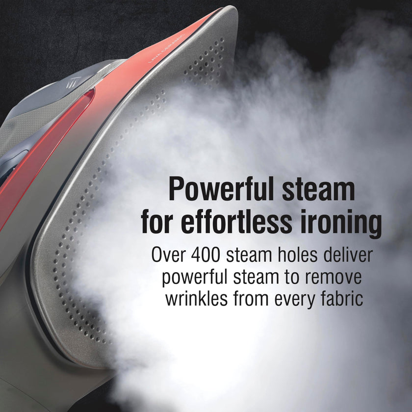 CHI Steam Iron for Clothes with 8’ Retractable Cord, 1700 Watts, 3-Way Auto Shutoff, 400+ Holes, Professional Grade, Temperature Control Dial, Lava Infused Ceramic Soleplate, Black (13113) 🍁 All In One Marketplace Canada