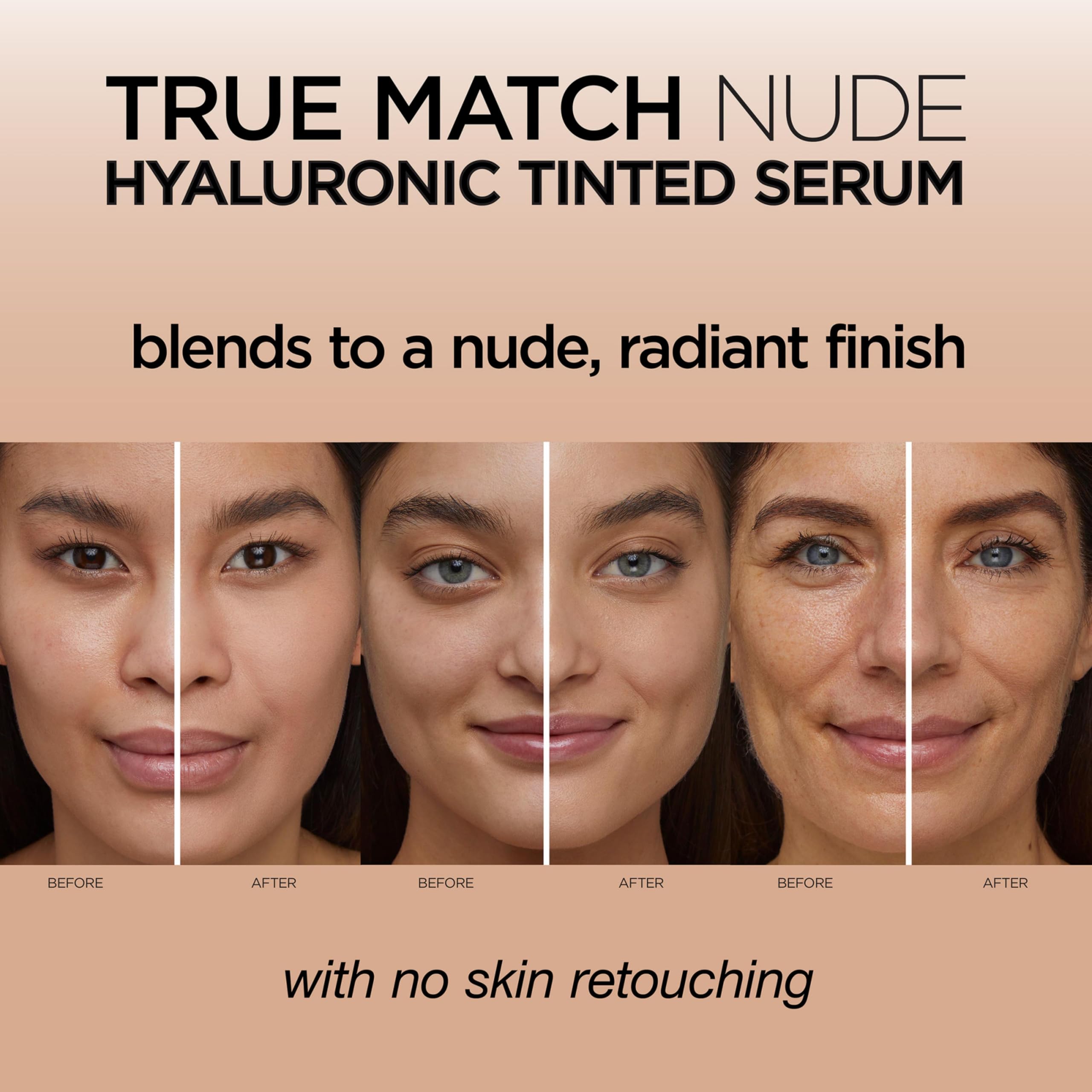 L’Oréal Paris True Match Nude Hyaluronic Foundation, Tinted Face Serum Foundation with Hyaluronic Acid for Lightweight Coverage and Instant Hydration, Radiant Finish - Light, 30 mL 🍁 All In One Marketplace Canada