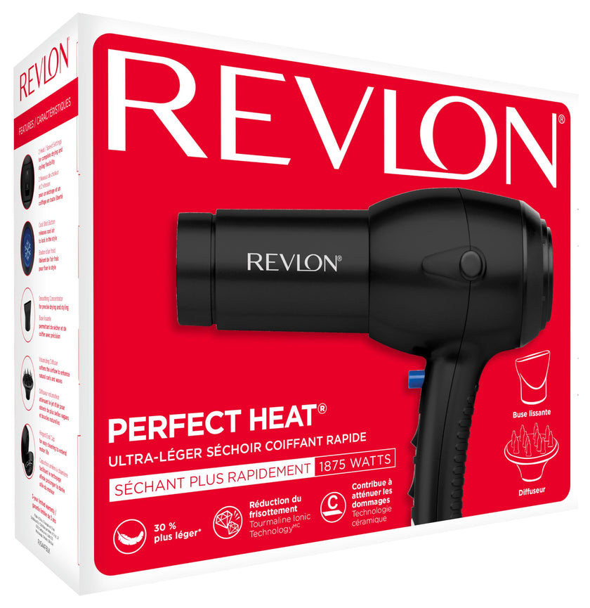 Revlon RV544FBLK Advanced Ionic Technology™ Hair Dryer with Diffuser, Powerful, Ionic Hair Dryer with Concentrator, Quick Dry, Lightweight, 2 Heat/ Speed Settings, Less Frizz, Shiny and Smooth Hair, Black 🍁 All In One Marketplace Canada