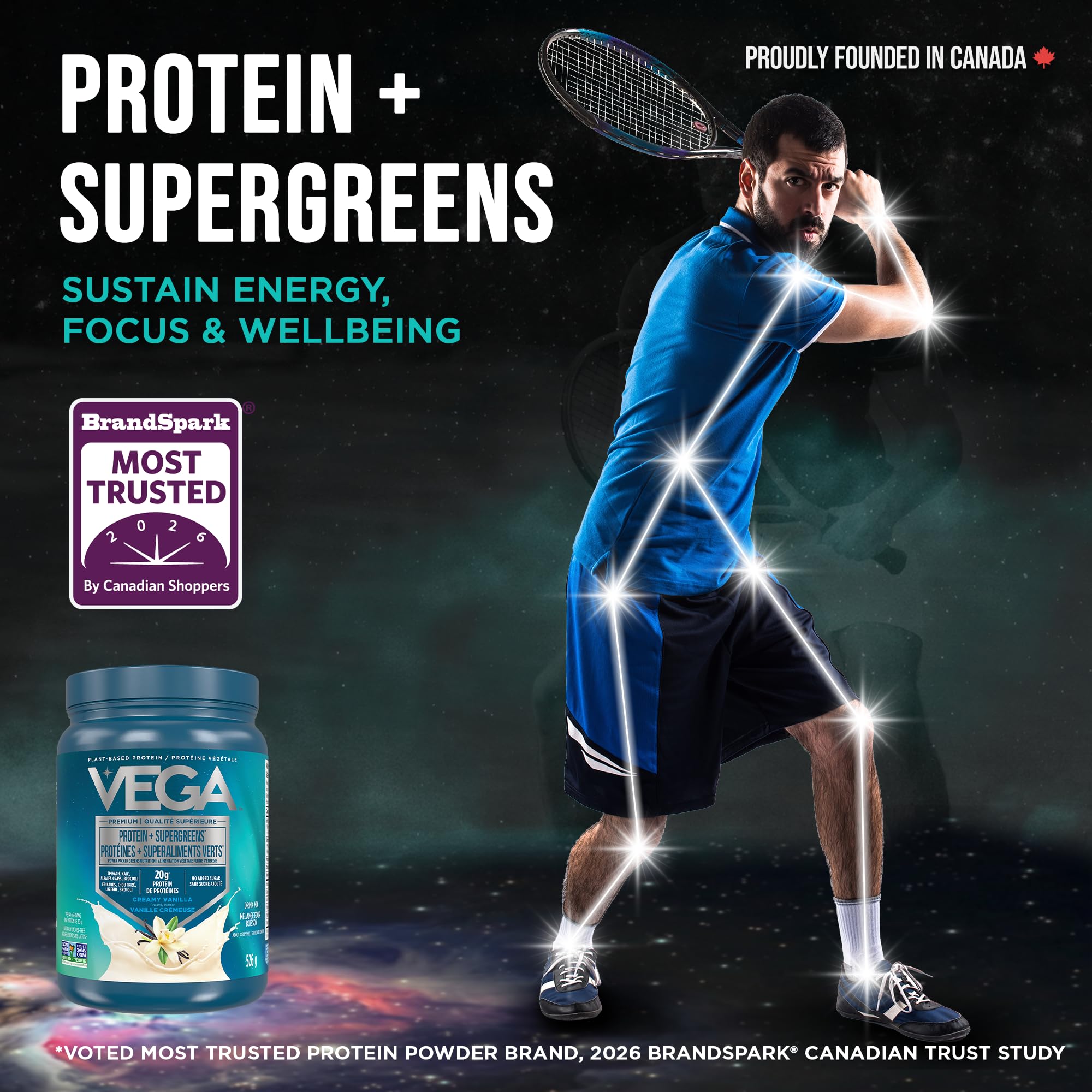Vega Protein + Supergreens - 20g Plant-Based Pea Protein with Veggies, Vanilla, 18 Servings, Vegan Keto, Non-GMO, Gluten Free, Dairy Free, Low Carb, 526g (Packaging May Vary) 🍁 All In One Marketplace Canada