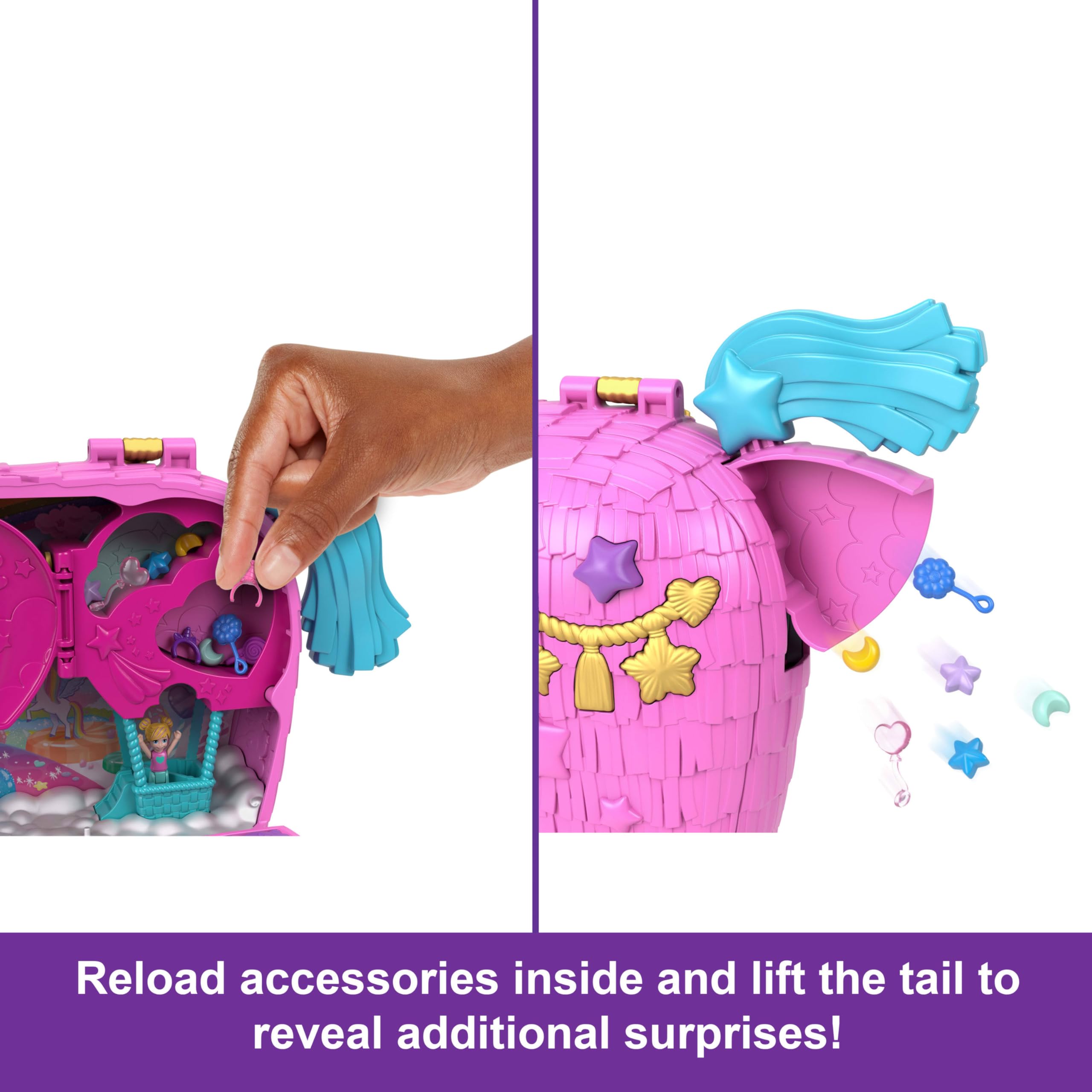 Polly Pocket Dolls & Playset with Pets & 25+ Surprise Accessories, Birthday Celebration Unicorn Partyland Playset, Hot Air Balloon Ride 🍁 All In One Marketplace Canada
