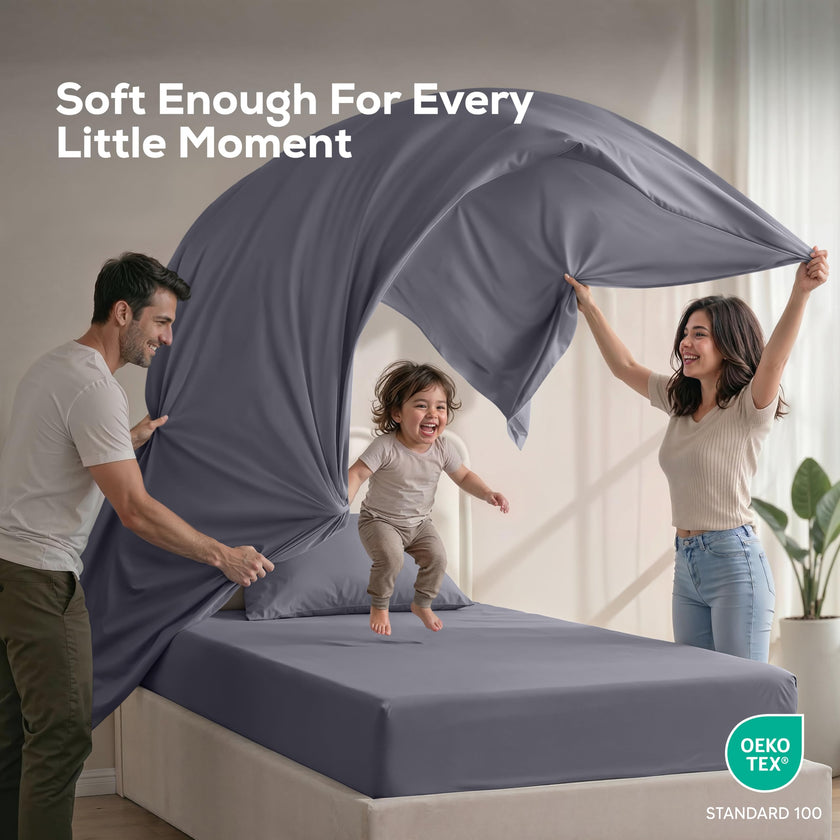 Utopia Bedding Twin/Single Bed Sheets - 3 Piece Twin Size Cooling Sheet Set - Hotel Luxury Soft Breathable Microfiber, Oeko-TEX, Deep Pocket Easy Fit & Care, Fade & Wrinkle Resistant, Grey 🍁 All In One Marketplace Canada