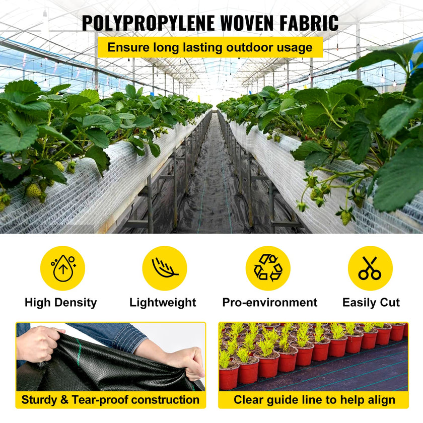 VEVOR 6FTx300FT Premium Weed Barrier Fabric Heavy Duty 2.4OZ, Woven Weed Control Fabric, High Permeability Good for Flower Bed, Geotextile Fabric for Underlayment, Polyethylene Ground Cover 🍁 All In One Marketplace Canada
