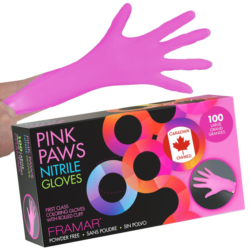 FRAMAR Pink Nitrile Gloves Large - Disposable Gloves Large, Rubber Gloves Disposable, Tattoo Gloves Disposable, Cleaning Gloves for Tattoo Supplies, Gants Nitrile, Mechanics Gloves 🍁 All In One Marketplace Canada