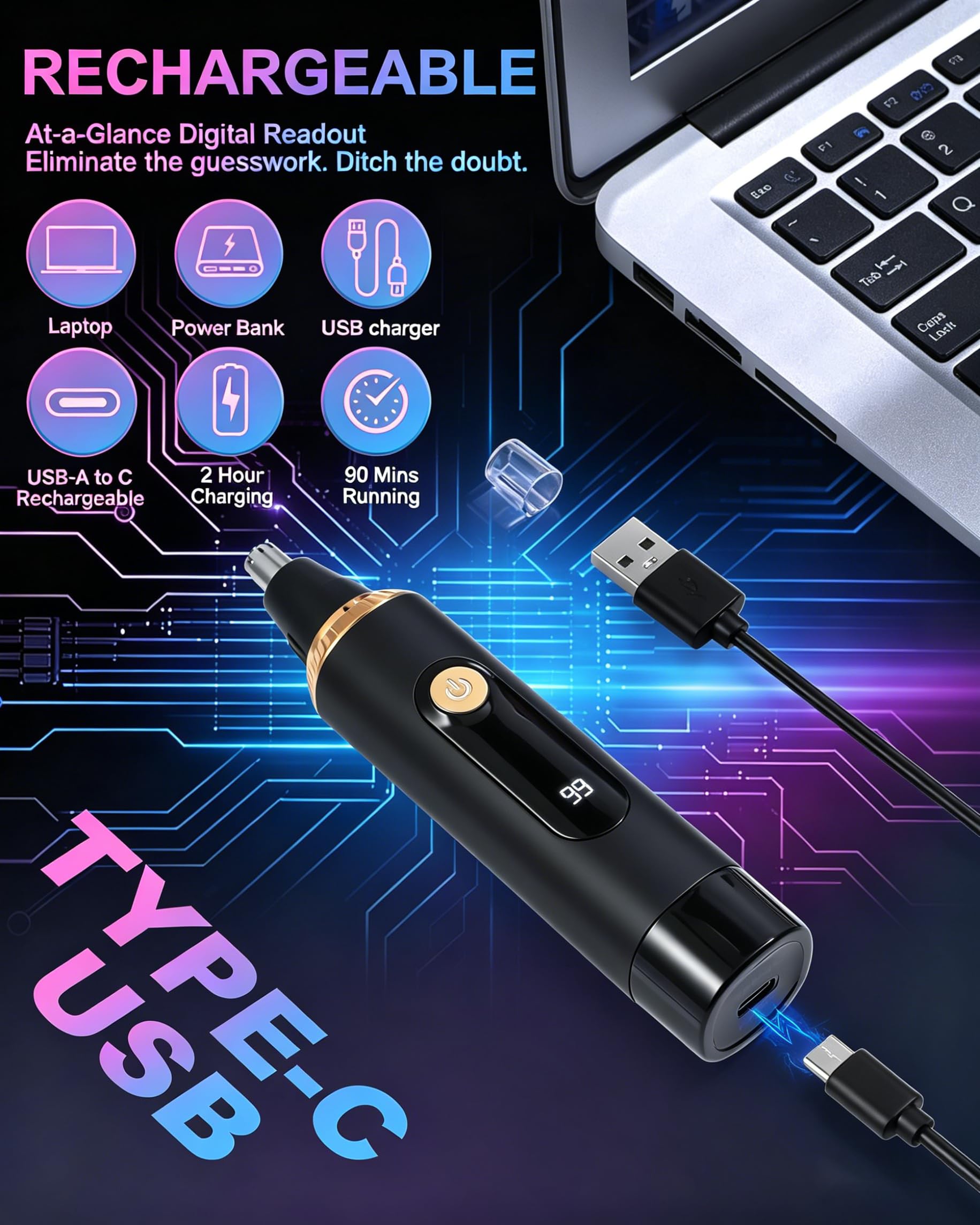 Nose Hair Trimmer 2026 Professional Nose Trimmer for Men and Women, Painless IPX7 Waterproof Eyebrow & Facial Hair Removal,USB Rechargeable with LED Display Dual-Edge Blades, Black 🍁 All In One Marketplace Canada