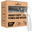 Plastic Forks and Spoons Set - (Bulk Pack 360 Pcs) Clear Plastic Cutlery Utensils Heavy Duty, 180 Forks and 180 Spoons, Silverware Sets for Party Supplies, Dinners, Take-Out, Catering, Food Services 🍁 All In One Marketplace Canada