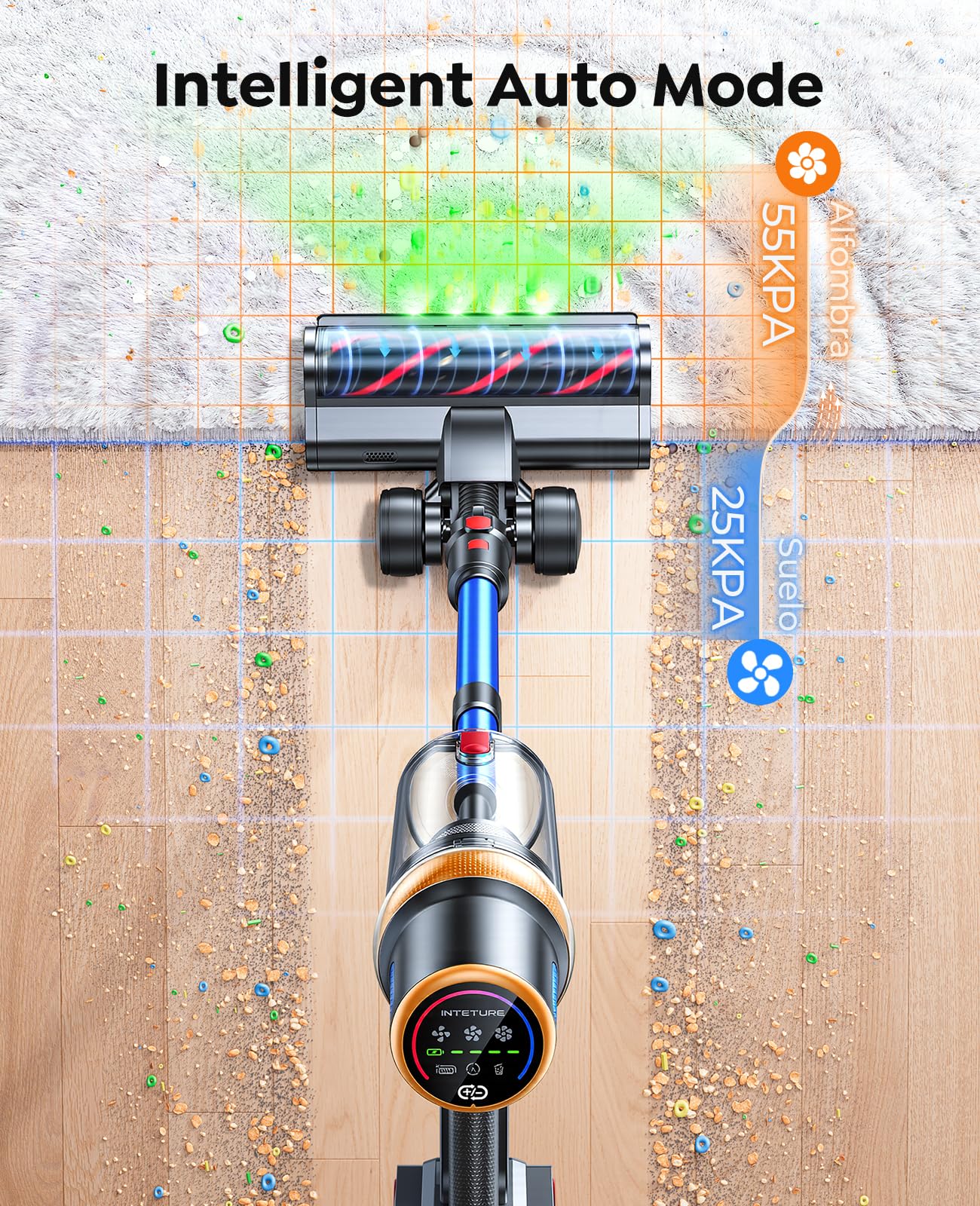 INTETURE Cordless Vacuum Cleaner, 650W 55KPA 70Mins (ECO) Vacuum Cleaners with LED Display, Self-Standing Cordless Vacuum, Anti-Tangle, Rechargeable Stick Vacuum for Home/Pet Hair/Carpet 🍁 All In One Marketplace Canada