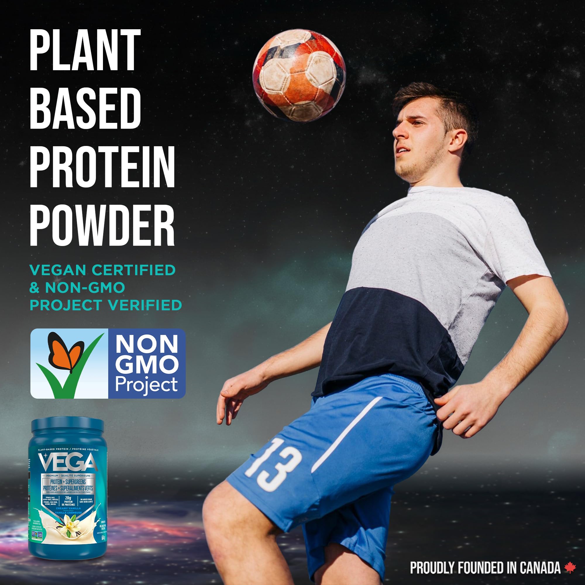 Vega Protein + Supergreens Vegan Plant Based Protein Powder – 20g Organic Pea Protein, Dairy-free, Healthy Breakfast Shake – Vanilla, 21 Servings, 614 grams (Pack of 1) 🍁 All In One Marketplace Canada