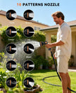 SUNPOW Retractable Garden Hose Reel - 1/2 inch x 50ft Wall Mounted Hose Reel with 3/4 inch Brass Fitting & 10 Function Sprayer Nozzle - Any Length Lock, Auto Rewind System, 180°Swivel Bracket - Grey 🍁 All In One Marketplace Canada