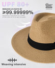 FURTALK Womens Mens Wide Brim Straw Panama Hat Fedora Summer Beach Sun Hat UPF Straw Hat for Women Khaki-Black 🍁 All In One Marketplace Canada
