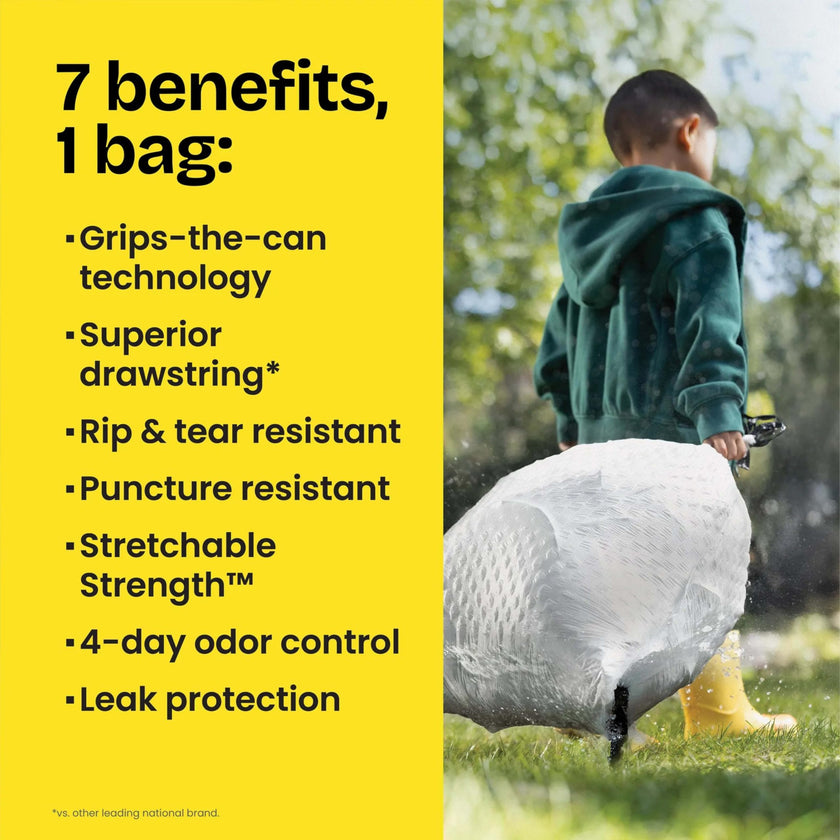 Glad Tall Kitchen Drawstring Trash Bags - OdorShield 13 Gallon Grey Trash Bag, Febreze Fresh Clean - 80 Count 🍁 All In One Marketplace Canada