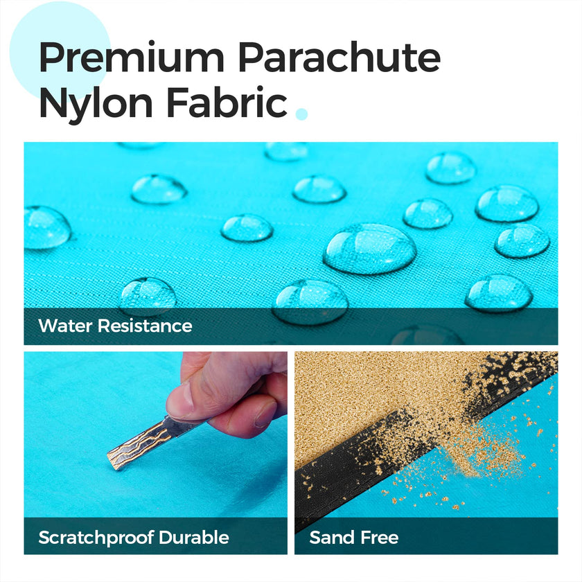 OCOOPA Sandproof Beach Blanket Waterproof, Extra Large 8 Persons Family Size 10'X9.2', Comfortable Parachute Nylon, Cozy& Chic, Compact& Light, Reinforced Windproof,4 Stakes&1 Travel Bag 🍁 All In One Marketplace Canada