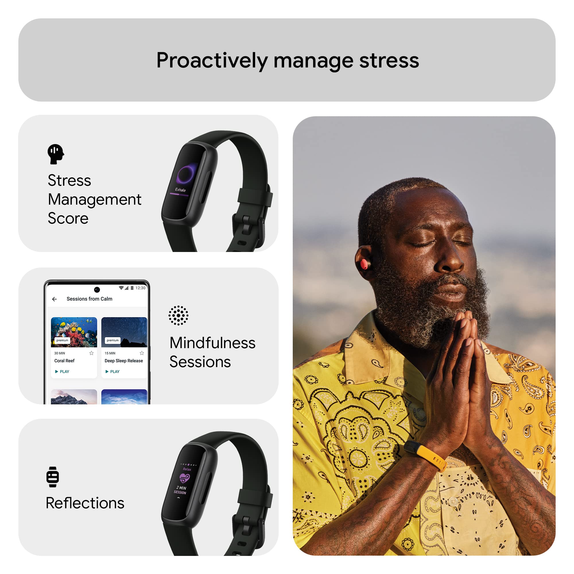 Google Fitbit Inspire 3 Health and Fitness Tracker with Stress Management, Workout Intensity, Sleep Tracking, 24/7 Heart Rate and More, Midnight Zen/black, One Size (S and L Bands Included) 🍁 All In One Marketplace Canada