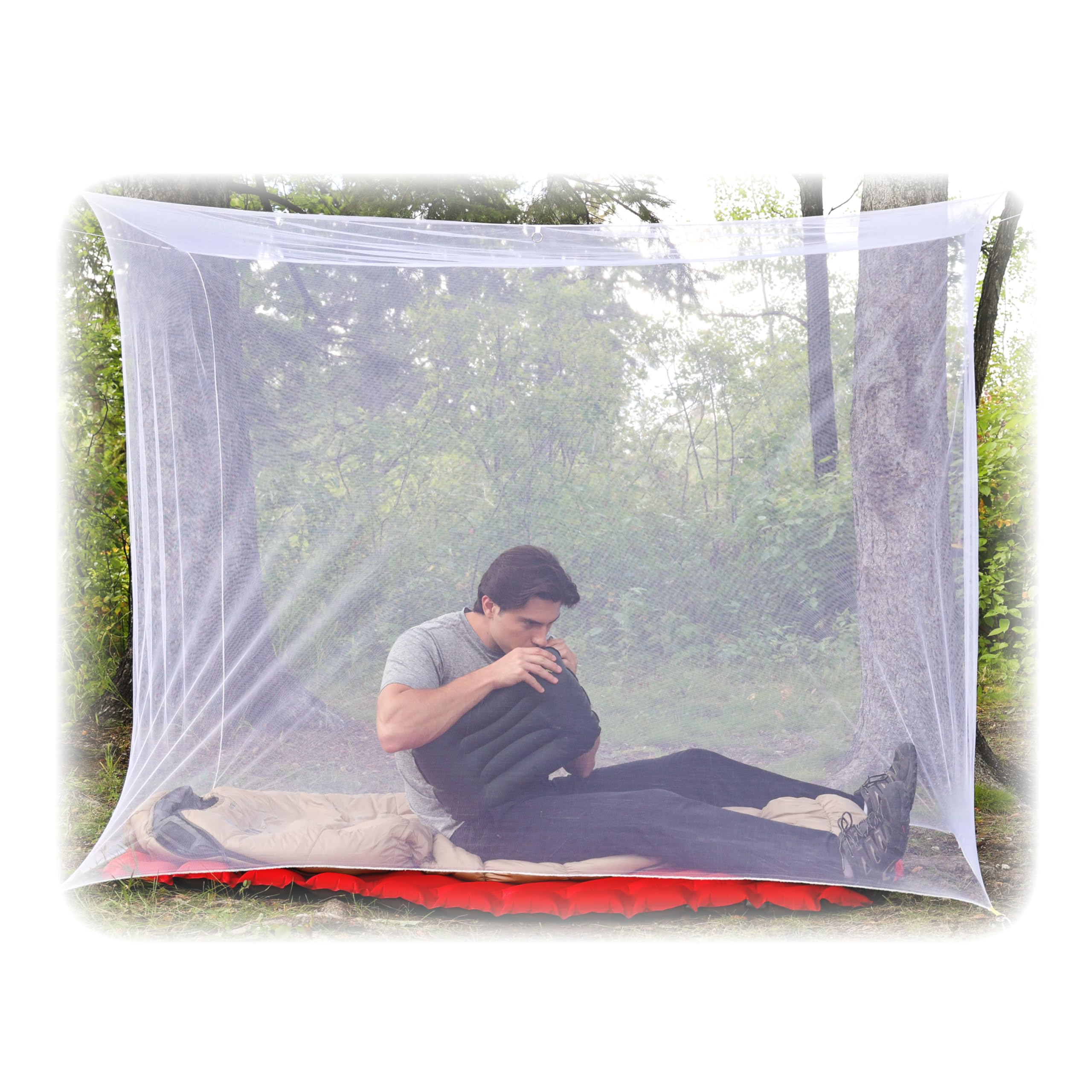Coghlan's Rectangular Mosquito Net – Lightweight Mesh Canopy for Camping, Travel, and Outdoor Use – Includes Tie Loops, Carry Bag, Twine, Hooks, Anchors, Nails – White, 78