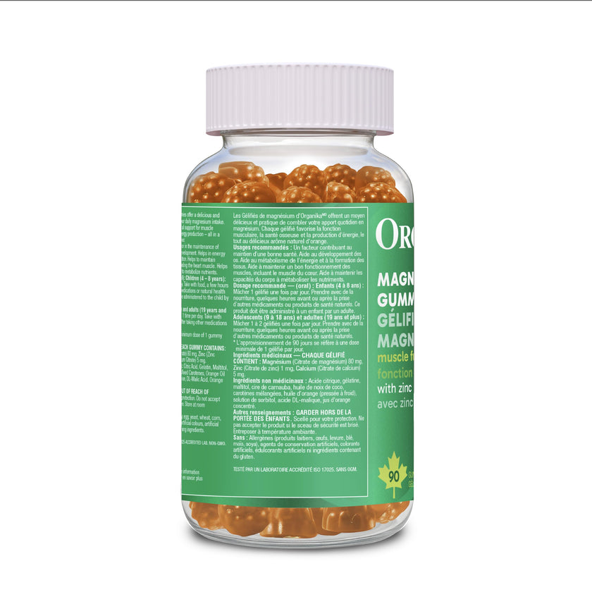 Organika Magnesium Gummies with Zinc & Calcium – Muscle Function, Bone & Heart Health Support, Stress & Energy Metabolism – Easy to Chew, Natural Orange Flavour - 90 gummies 🍁 All In One Marketplace Canada