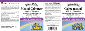 Natural Factors Stress Relax Mental Calmness, 120 Chewable Tablets, Tropical Fruit Flavour, Suntheanine L Theanine 100 mg, Promotes Deep Relaxation, Stress Relief, Proudly Canadian 🍁 All In One Marketplace Canada