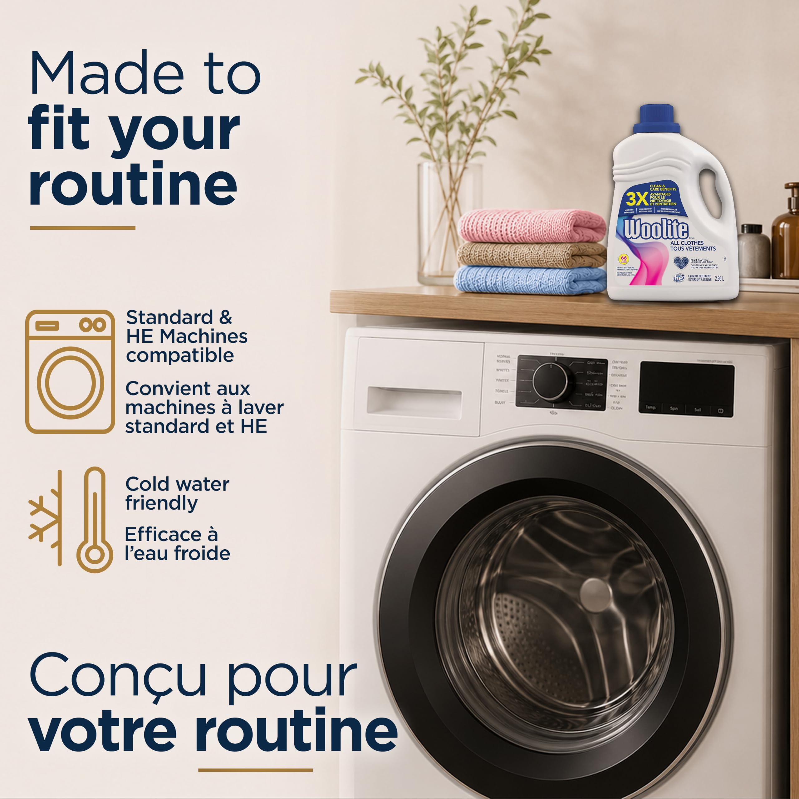Woolite All Clothes Everyday Colour Safe Laundry Detergent; 2.96 L, 66 Loads; Helps Keep Clothes Looking Like New with Advanced Care & Fabric Guard Complex; Protects from Fading & Pilling Up 20 Washes 🍁 All In One Marketplace Canada