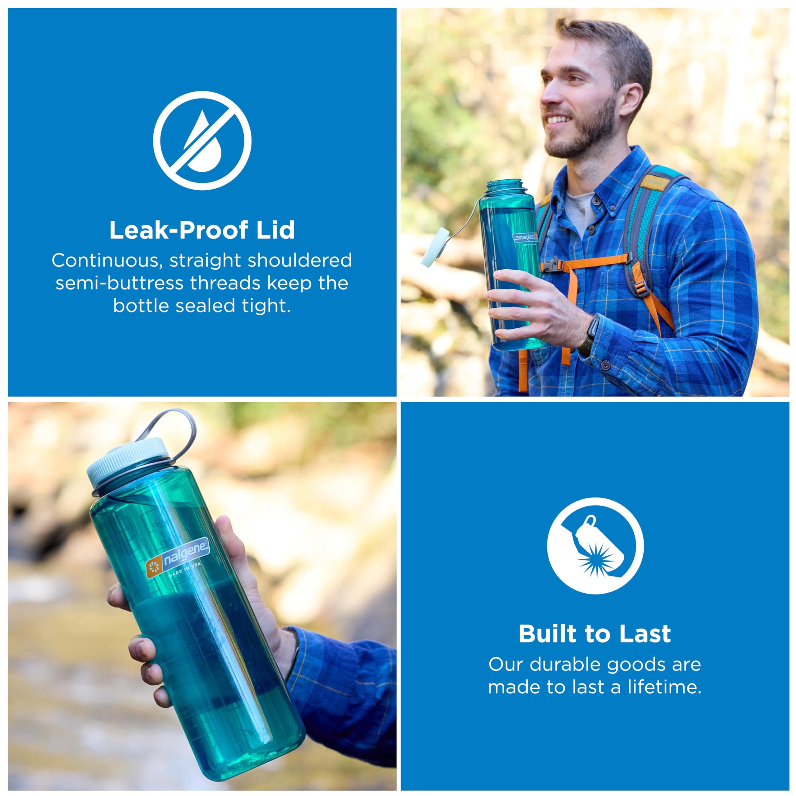 Nalgene 48 oz Wide Mouth Silo Water Bottle | BPA-Free, Durable & Leak Proof, Large & Lightweight for Hiking, Gym & Sports, Jade 🍁 All In One Marketplace Canada